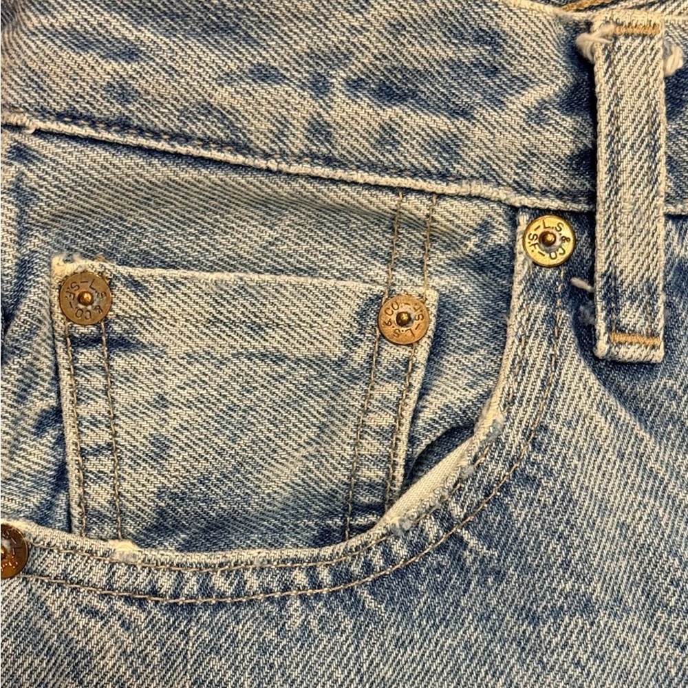 Levi’s 501 Crop Straight Leg Selvedge Denim Jeans Y2K W25 Blue - Picture 6 of 13